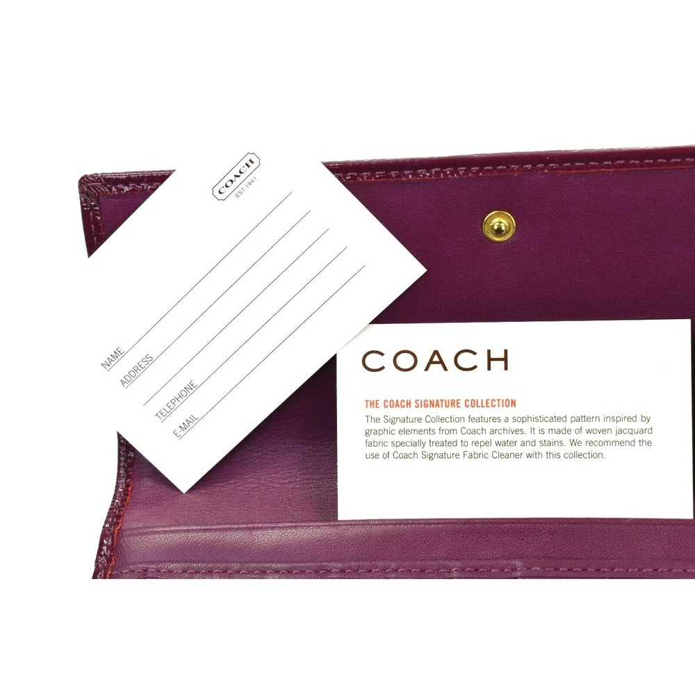 Coach Signature Collection Wallet Brown Purple Woven Jacquard Leather NWT - Picture 11 of 11
